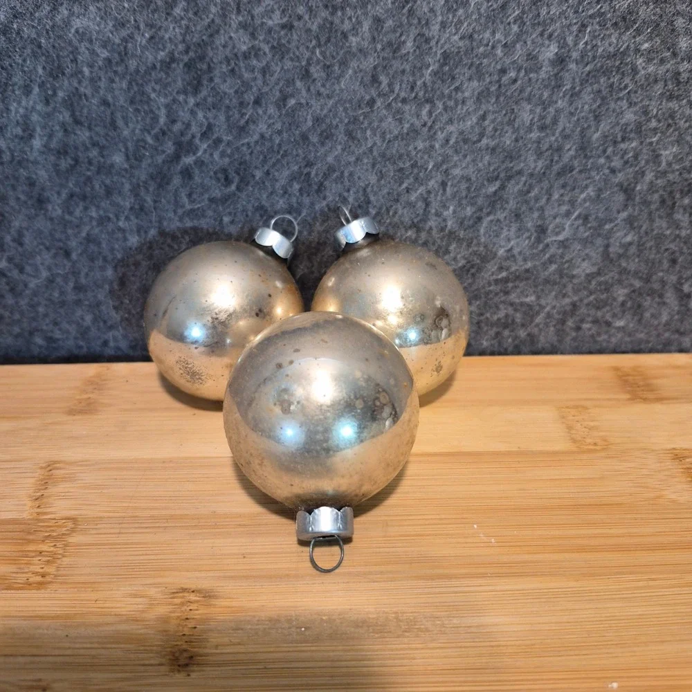 3 Vintage MCM Silver Glass 2